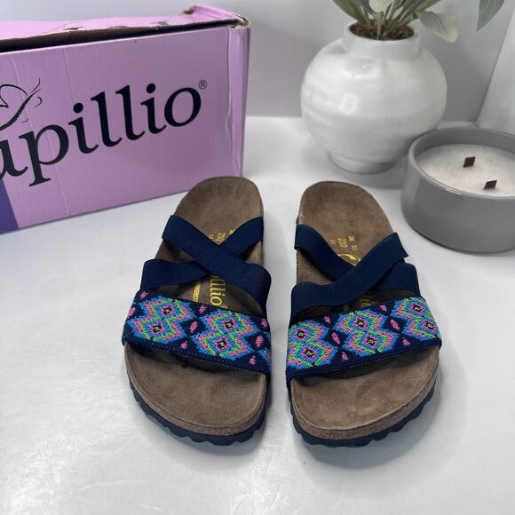 Papillio by Birkenstock Cosma Aztec Dark Blue Sandal 323363 Women 5 NWB Narrow - Picture 1 of 10